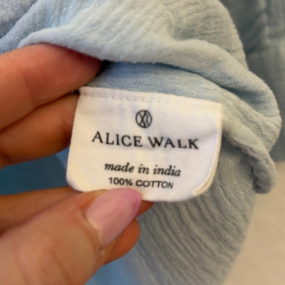 Alice Walk Cotton Gauze Shirt Dress L Coastal Beach Nautical Cover Up Light Blue - Picture 6 of 10